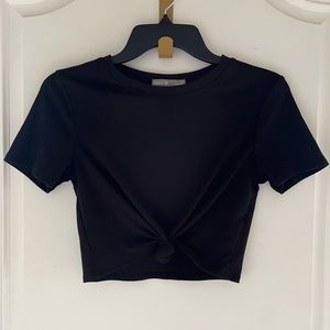 New tresics knotted front black ribbed crop top